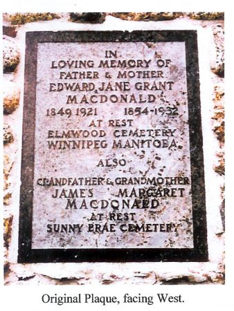 Original Plaque  Facing West  Glencoe 308